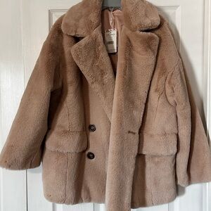 Free People Plush Teddy Jacket in Beige